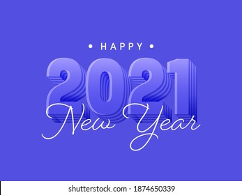 2021 Número en estilo 3D con capas en fondo azul para feliz celebración de Año Nuevo.