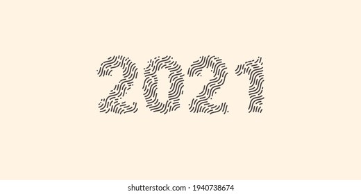 plantilla de diseño de números 2021. Colección de símbolos del año nuevo 2021. Ilustración vectorial con etiquetas negras aisladas en fondo blanco.