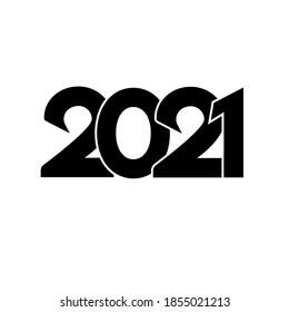 2021 number design template. 2021 text design. Lettering design element. Vector illustration with black number on white background. 