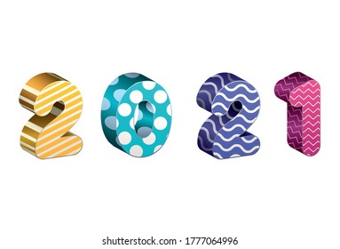 2021 number with lines and points of happy new year design, Welcome celebrate greeting card happy decorative and celebration theme Vector illustration