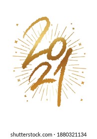 2021 number vector design. Happy New Year logo illustration. Golden design for  banner, cover card, brochure, flyer, layout design