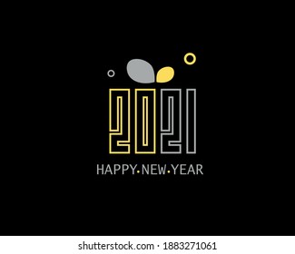  2021 number vector design. Vector illustration for new year shaped as gift box.