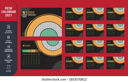 2021 Office Desk calendar. Calendar Template.