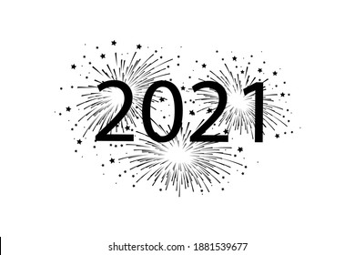 2021 on the background of fireworks. Vector illustration.