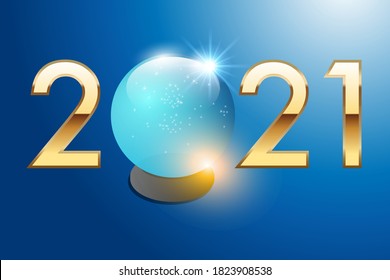2021 sobre el concepto de estrategia visionaria y toma de riesgos en la inversión corporativa, con una bola de cristal para pronosticar el futuro.