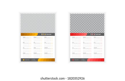 2021  one-page wall calendar design. Week starts on Sunday.
Calendar design. Editable calendar page template A3 format. 
Vertical. Abstract artistic vector pro illustration