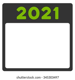 2021 Organizer vector icon. Style is bicolor flat symbol, eco green and gray colors, rounded angles, white background.