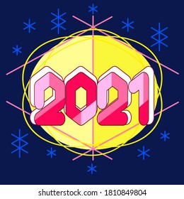 2021 original vector illustration. Winter Holiday Greeting Card.