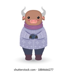 2021 Ox, Bull Year Logo, Poster, Banner Design Element. Happy New Year. Chinese Zodiac Symbol.