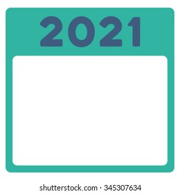 2021 Plan vector icon. Style is bicolor flat symbol, cobalt and cyan colors, rounded angles, white background.