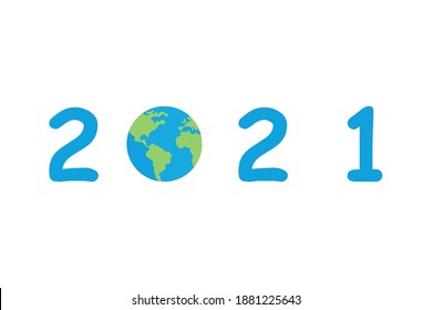 2021 and planet Earth. Vector illustration