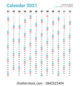 2021 Planner Calendar Vertical Design.