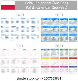 2021 Polish Mix Calendar Sun-Sat on white background