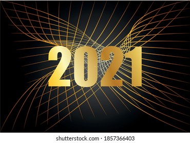 2021 postcard with golden wavy background.