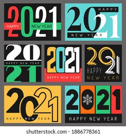 2021 poster. Graphic design of christmas promotional placard 2021 seasons logo recent vector template
