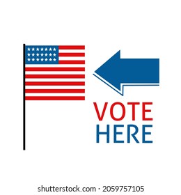 The 2021 Presidential Election in the United States. Polling day, US Election. Patriotic American elements. Vector illustration