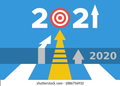 2021 recovery after 2020 abyss, flat vector concept