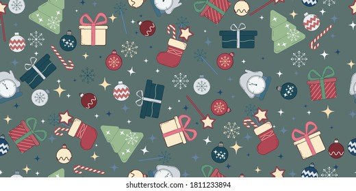 2021 Patrón inmaculado de elementos coloridos de año nuevo. Feliz año nuevo chino 2021 de la ilustración de ox Vector.  Patrón sin inconvenientes para textiles, papel pintado, envoltura de regalo y libro de chatarra.  