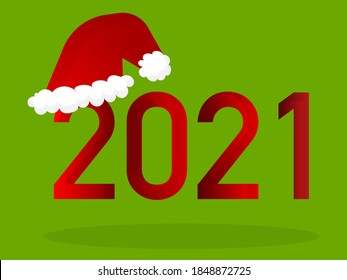 2021 Schild mit Weihnachtsmütze