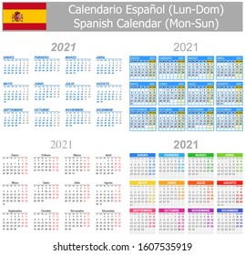 2021 Spanish Mix Calendar Mon-Sun on white background
