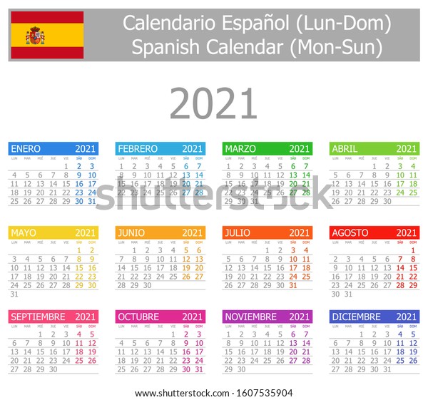 21 Spanish Type1 Calendar Monsun On Stock Vector Royalty Free
