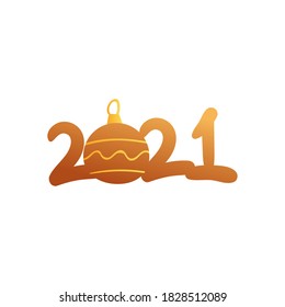 2021 with sphere gold gradient style icon design, Happy new year welcome celebrate and greeting theme Vector illustration