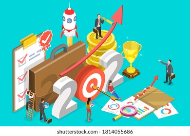 2021 - Successful Year of Financial Opportunities. 3D Isometric Flat Vector Conceptual Illustration.