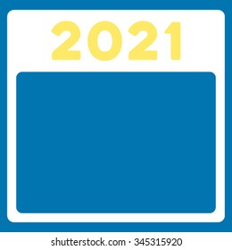 2021 Syllabus vector icon. Style is bicolor flat symbol, yellow and white colors, rounded angles, blue background.