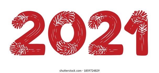 2021 symbol. Handwritten calligraphy text lettering. Design template, greeting card, poster, banner. Vector Illustration