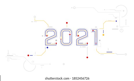 2021 tech new year digital number technology concept vector illustration