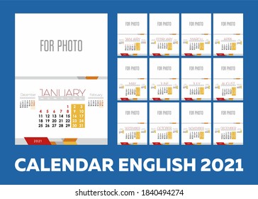Vorlage 2021 Vektorkalender Corporate Design Englisch