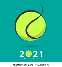 2021 Tennis  logo symbols isolated on green background , Vector Illustration EPS 10