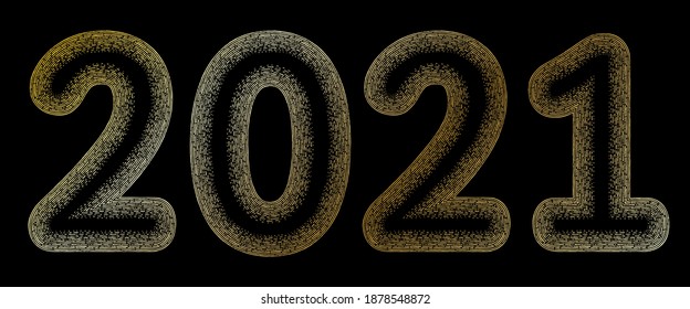 2021 text banner with golden gradient