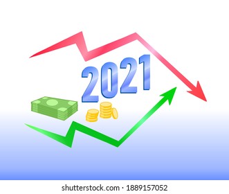 2021 text. finance economy money concept vector design