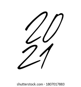 2021 text isolated on a white background. Happy New Year handwritten inscription. Vector design template