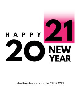 Diseño del logotipo de texto 2021. Feliz año nuevo. Señal de decoración de negocios.
