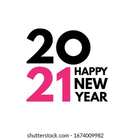 Diseño del logotipo de texto 2021. Feliz año nuevo. Señal de decoración de negocios.