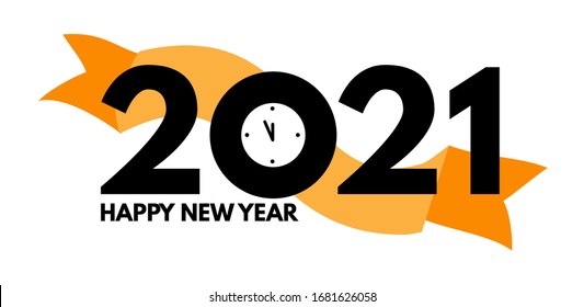 2021 text logo design. Happy new year label. Busines decoration sign.