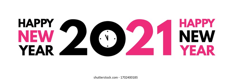 2021 text logo design. Happy new year label. Busines decoration sign.