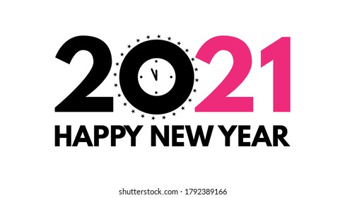 Diseño del logotipo de texto 2021. Feliz año nuevo. Señal de decoración de negocios.