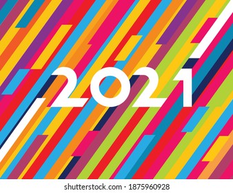 2021 Typography with color lines. Minimalism vector