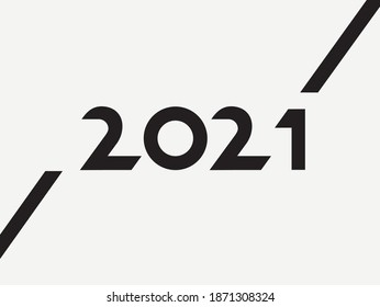 2021 Typography with lines. Minimalism vector