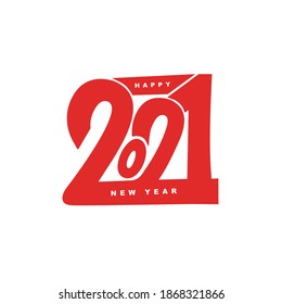 2021 Typografie, Neujahrstext auf Rot