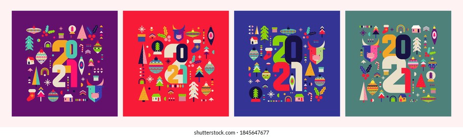 2021. Vector abstract illustration for the new year for poster, background or card.