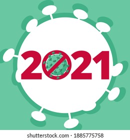 2021 vector concept with stop virus illustration