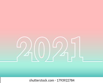 2021 vector with copy space and gradient background. Minimalist New Year illustration.
