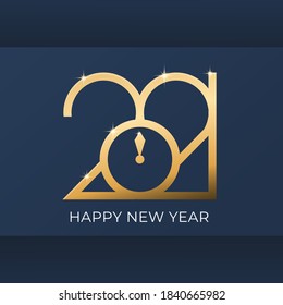 2021, año nuevo 2021 feliz con los vectores. sencillo, minimalista y elegante. dorado y brillante o brillante. para elementos de diseño, fondos, calendarios, tarjetas de felicitación, logotipos, iconos, afiches, banners.
