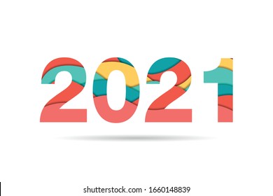 2021 vector on paper cut background. 2021 vector concept. Festive numbers design. Lettering 2021 vector concept EPS 10