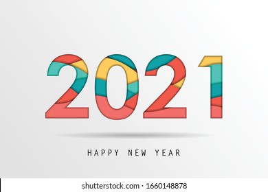 2021 vector on paper cut background. 2021 vector concept. Festive numbers design. Lettering 2021 vector concept EPS 10