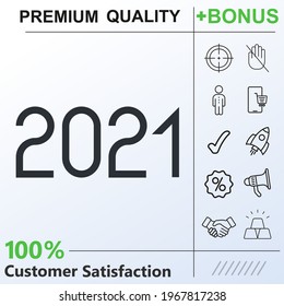 Elementos gráficos de iconos delgados vectoriales de 2021 para su trabajo